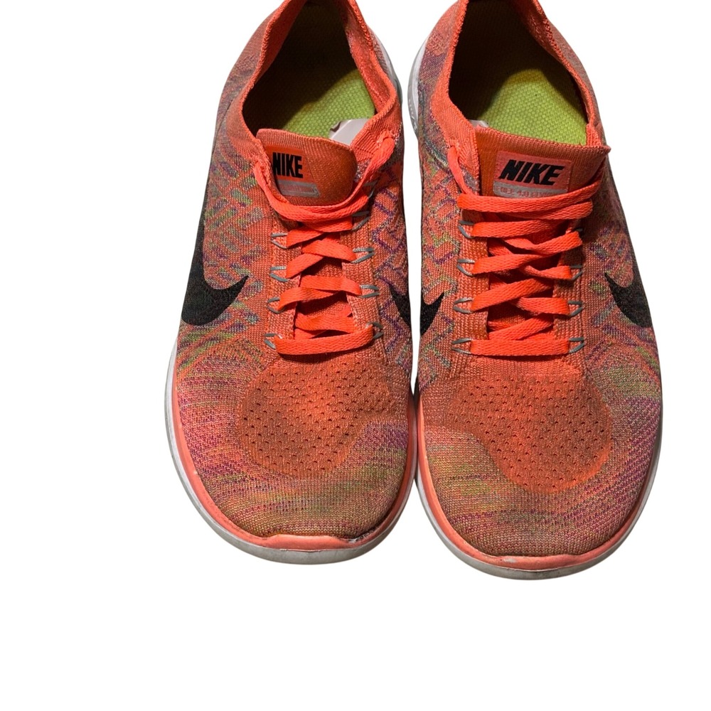 Nike Free 4.0 Flyknit Womens 10 Orange Multi Color 717076-800  Running
